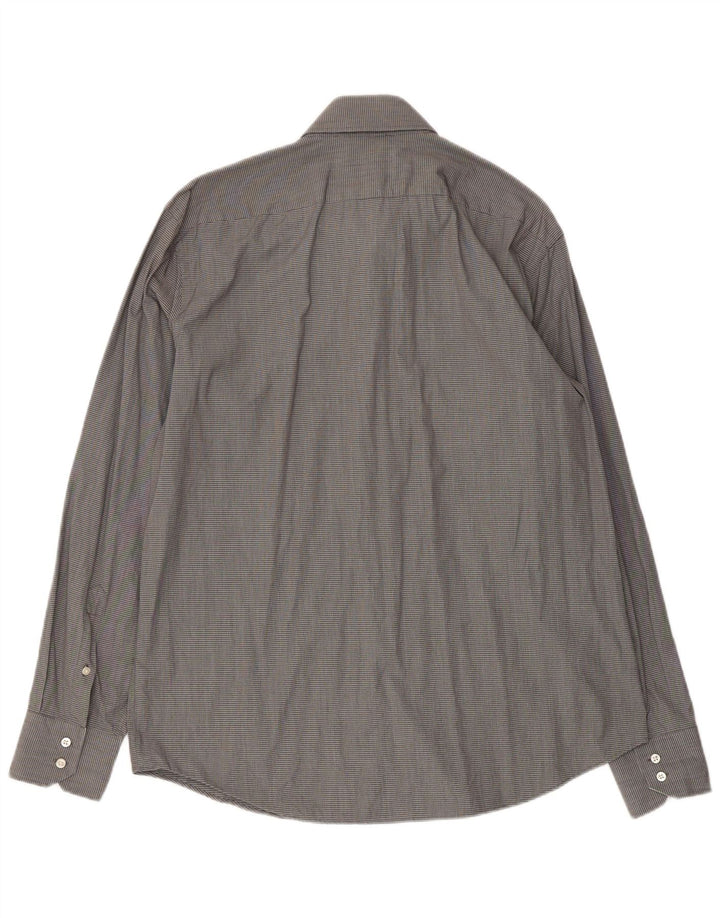 Hugo Boss Herren-Hemd in normaler Passform, Größe 44 17 1/2 XL, grau karierte Baumwolle
