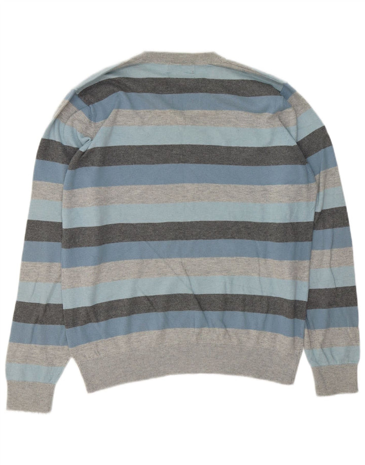 Marks & Spencer Herren Autograph Pullover mit V-Ausschnitt, groß, grau gestreift