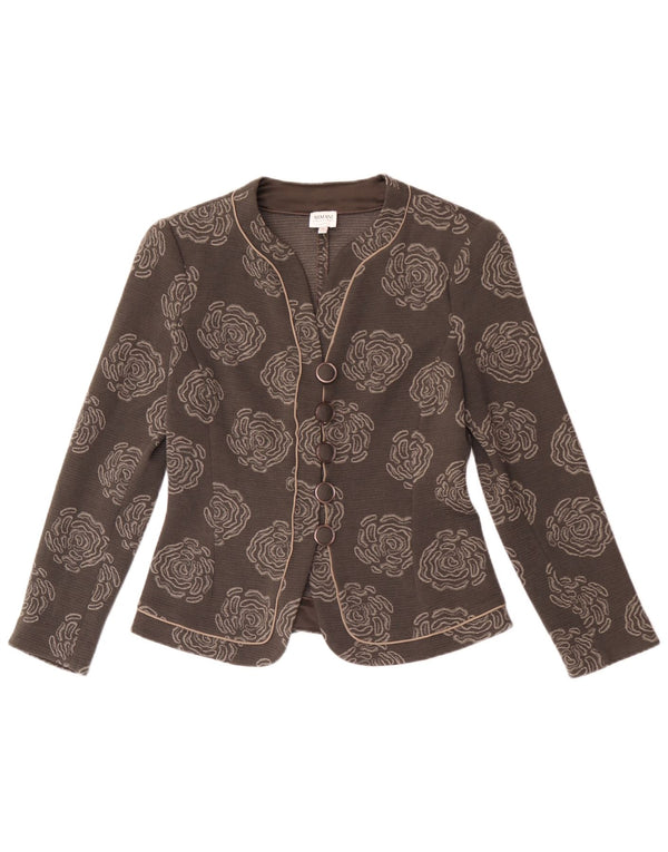 Armani Collezioni Damen 5-Knopf-Blazerjacke UK 10 Kleines graues Blumenmuster