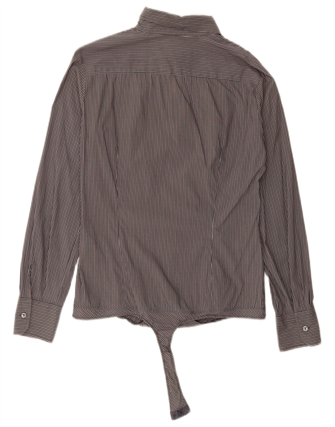 BENETTON Womens Shirt Bodysuit UK 16 Large Grey Striped