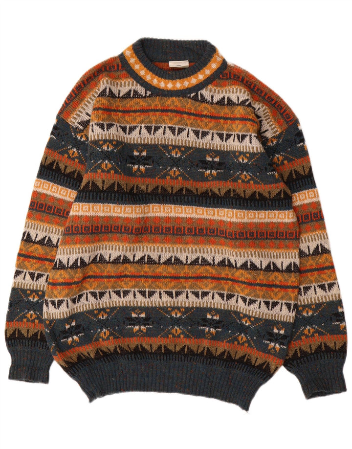 Vintage Herren Pullover mit Rollkragen, groß, mehrfarbig, Fair Isle