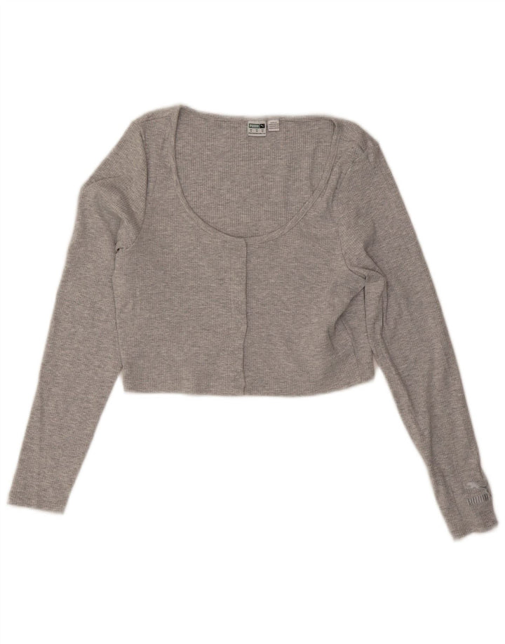Puma Damen Langarm-Crop-Top UK 18 XL Grau