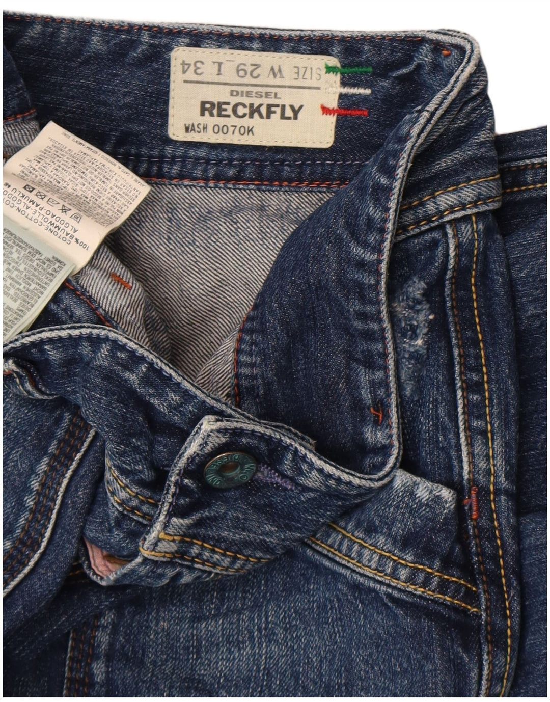 Diesel Damen Reckfly Slim Jeans W29 L34 Blaue Baumwolle