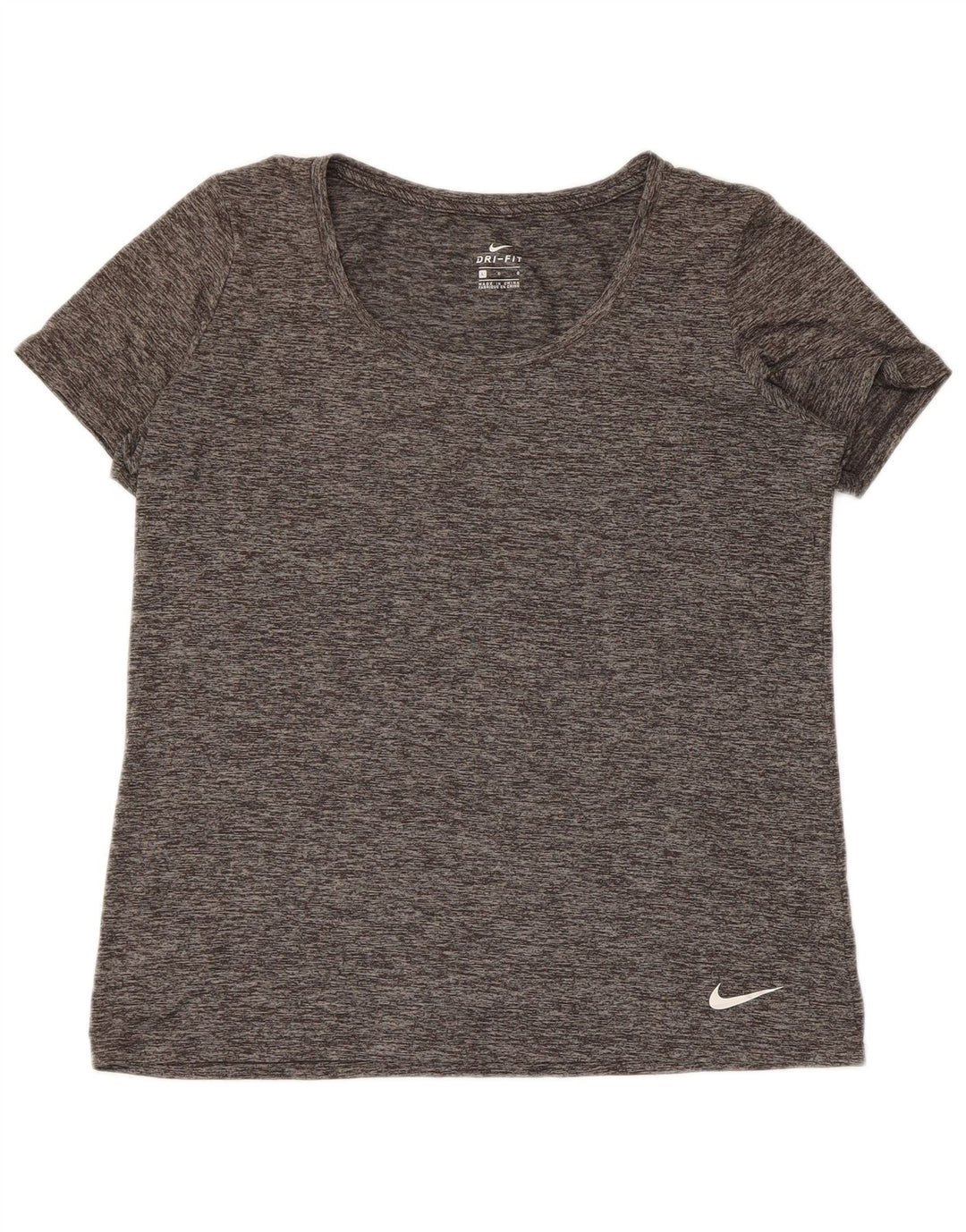 Nike Damen Dri Fit T-Shirt Top UK 16 Large Grau geflecktes Polyester
