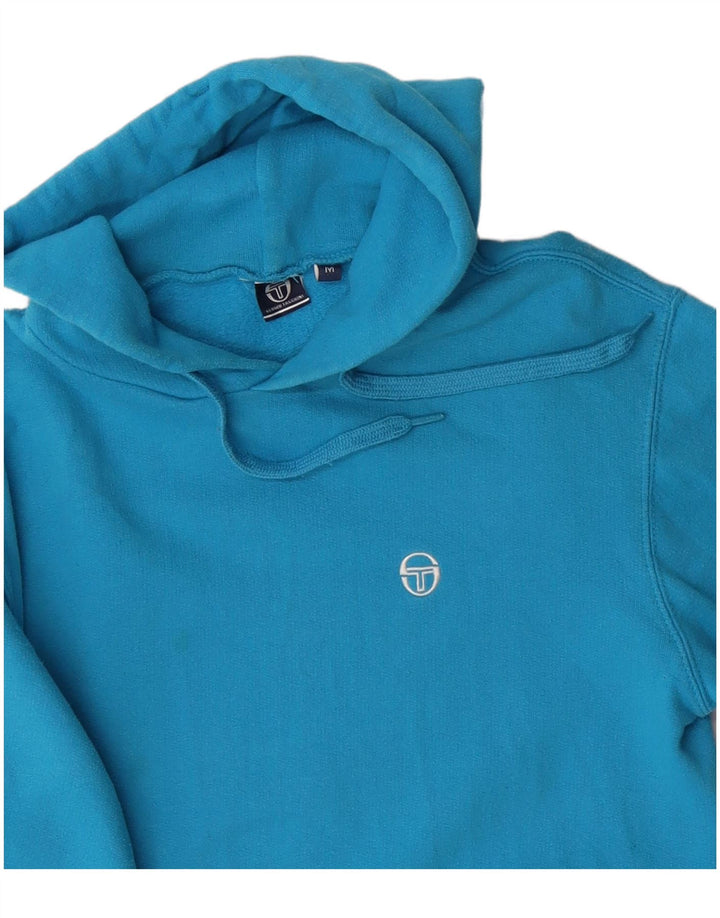Sergio Tacchini Damen Kapuzenpullover UK 14 Mittelblaue Baumwolle