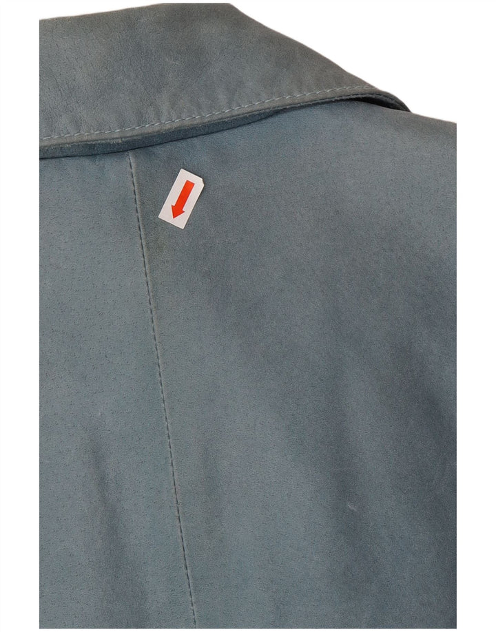VINTAGE Damen Lederjacke UK 12 Mittelblau