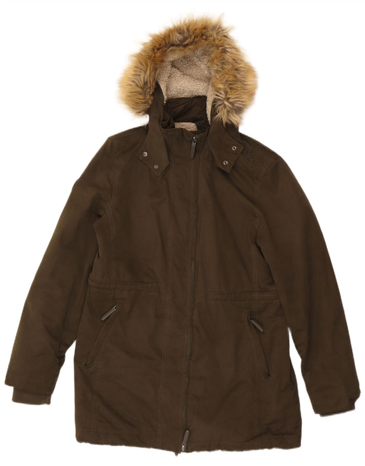 SUPERDRY Damen-Parka mit Kapuze, UK 18, XL, Khaki, Polyester