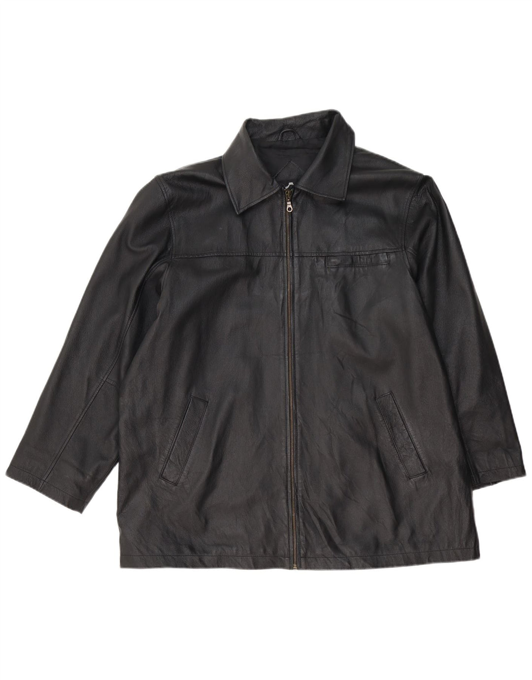 Vintage Herren Lederjacke IT 52 XL Schwarzes Leder