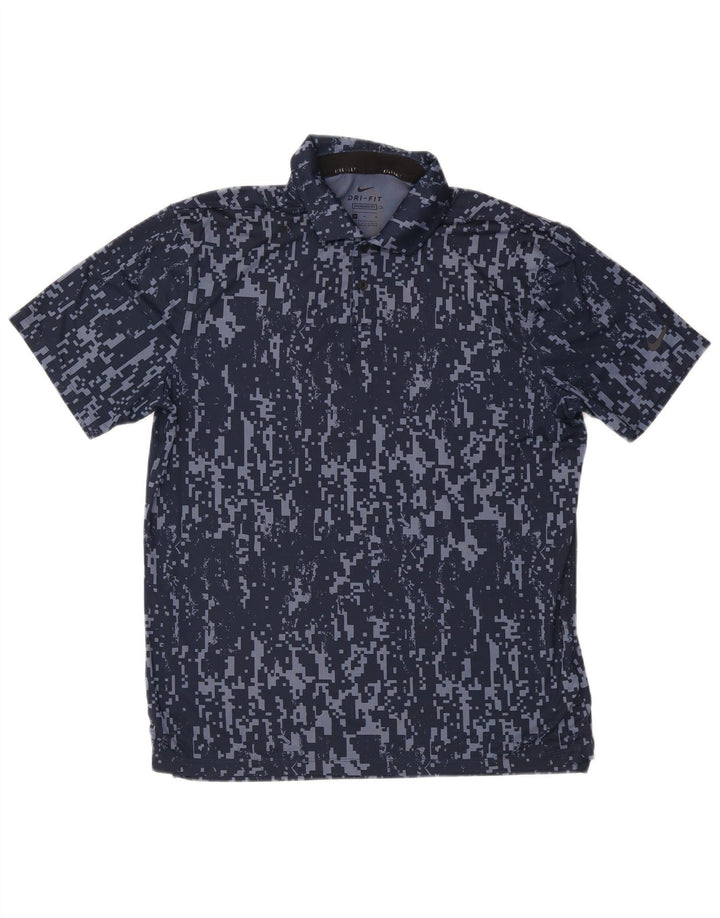 Nike Herren-Poloshirt mit Standard-Passform, mittleres Marineblau, geometrisches Polyester