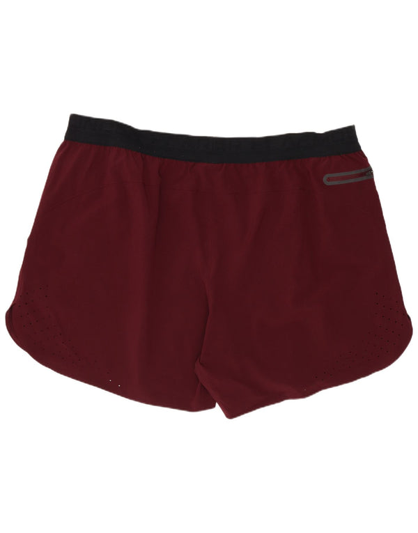 Under Armour Womens Graphic Sport Shorts UK 22 3XL Burgundy Colourblock