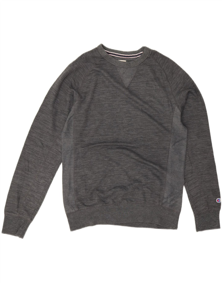 Champion Herren-Sweatshirt-Pullover aus mittelgrau gefleckter Baumwolle