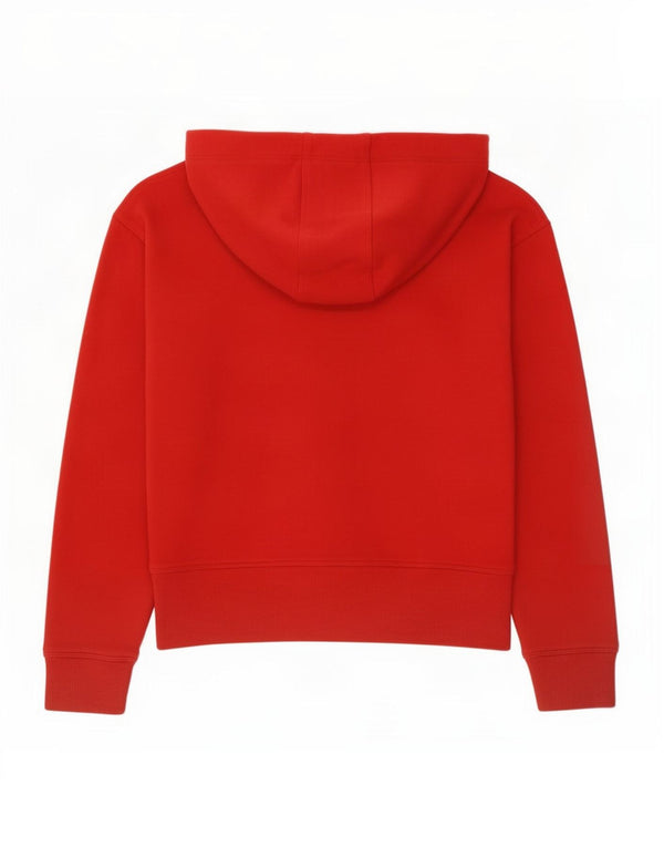 Dkny Womens Oversized Crop Graphic Hoodie Pullover UK 6 XS Rote Baumwolle