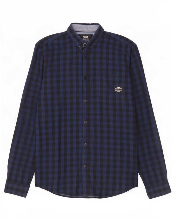Jack & Jones Herren-Workwear-Hemd, klein, marineblau, Gingham-Baumwolle