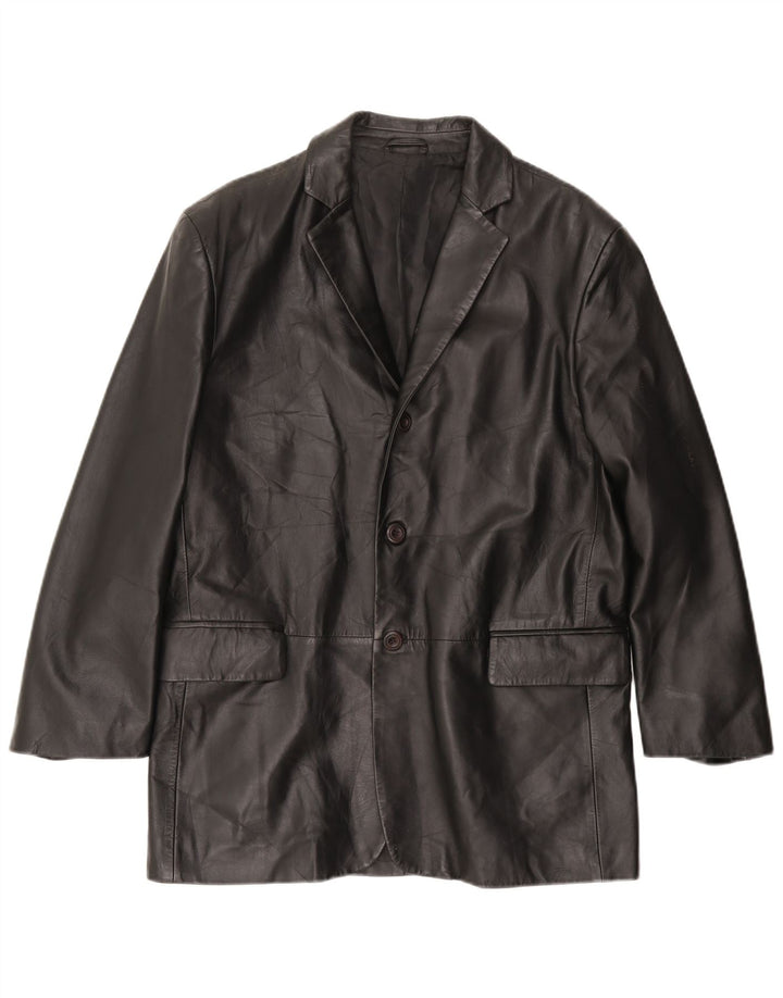 VINTAGE Herren Lederjacke IT 50 Großes schwarzes Leder