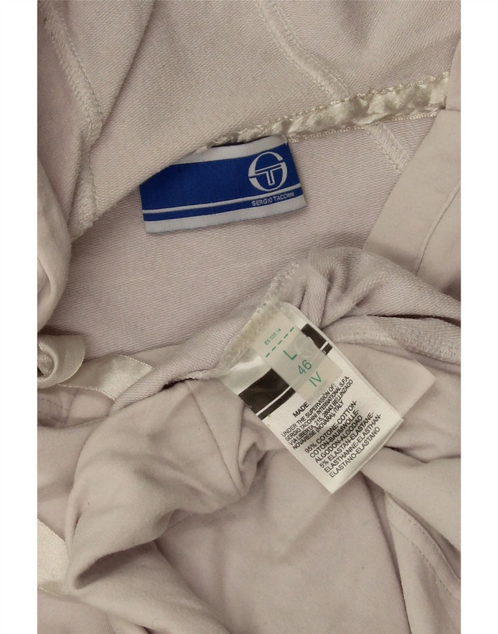Sergio Tacchini Damen Kapuzenpullover IT 46 Large Weiße Baumwolle