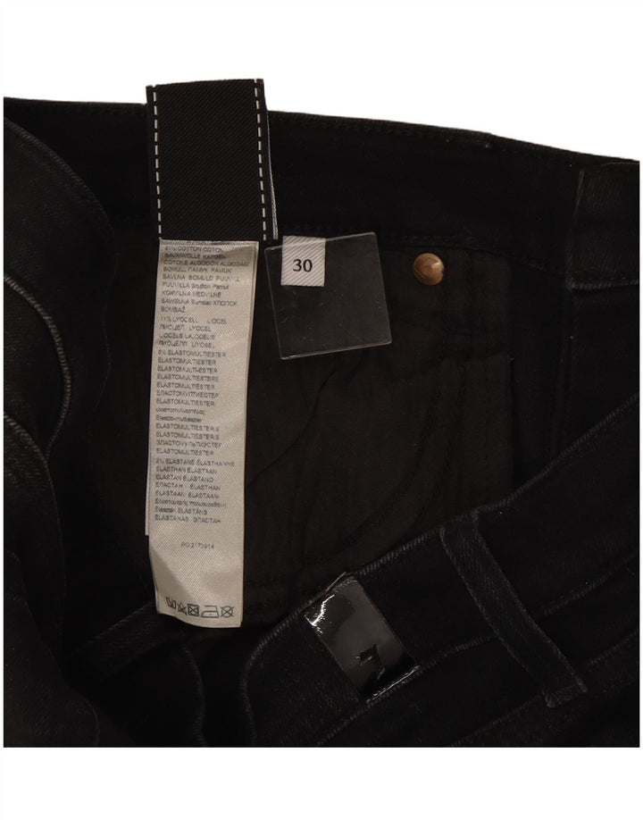 7 For All Mankind Damen Slim Jeans W30 L27 Schwarze Baumwolle