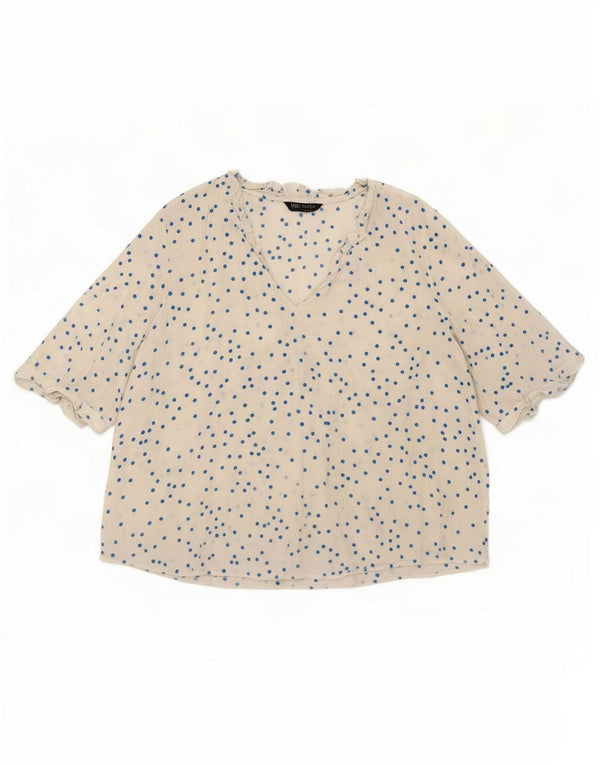 Marks & Spencer Womens Blouse Top UK 22 3XL White Polka Dot Viscose