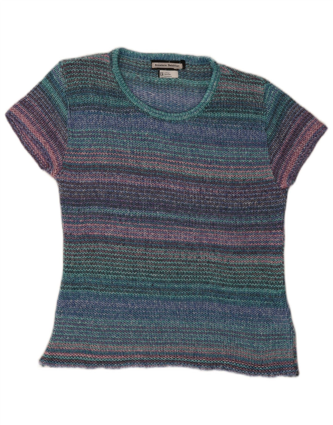 Vintage Damen Pullover mit Rundhalsausschnitt IT 42 Medium Mehrfarbig gestreift