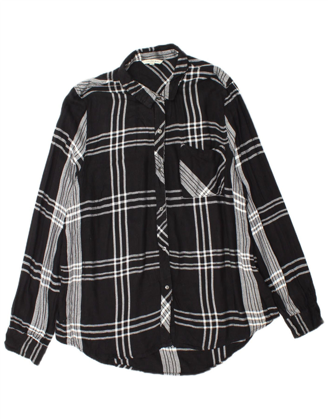 CALVIN KLEIN JEANS Damen Flanellhemd UK 18 XL Schwarz kariertes Viskose