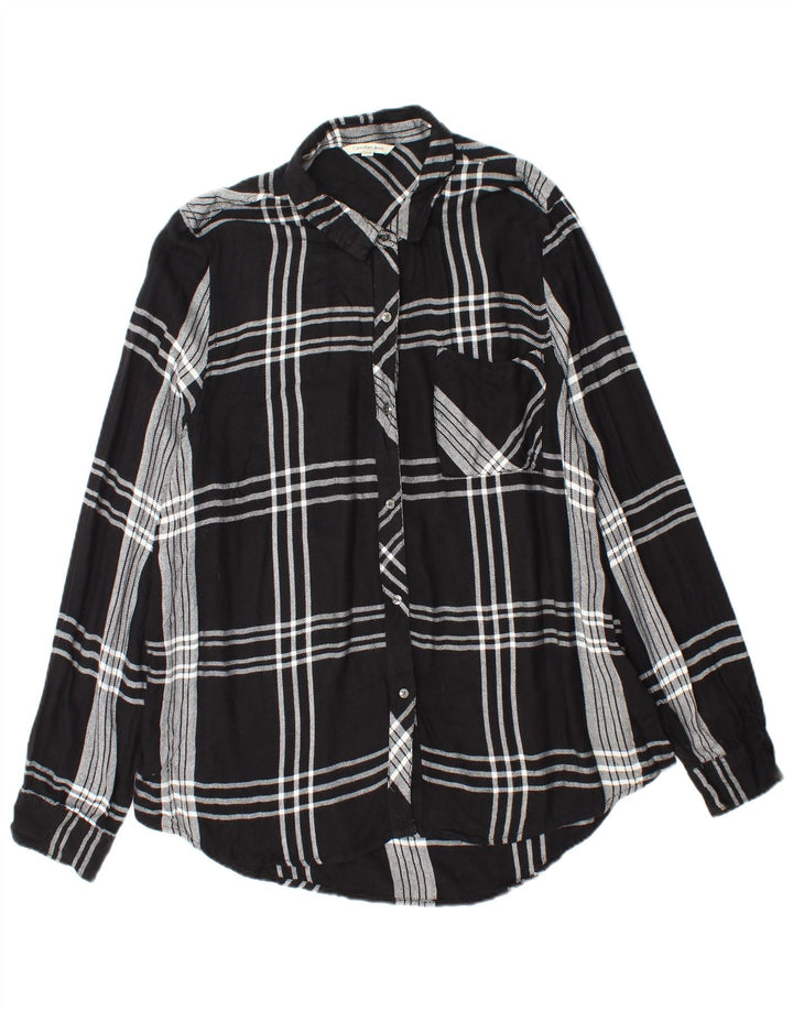 CALVIN KLEIN JEANS Damen Flanellhemd UK 18 XL Schwarz kariertes Viskose