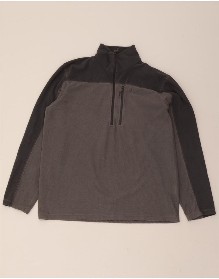 MOUNTAIN WAREHOUSE Mens Zip Neck Fleece Jumper Medium Grey Colourblock Vintage Mountain Warehouse and Second-Hand Mountain Warehouse from Messina Hembry 