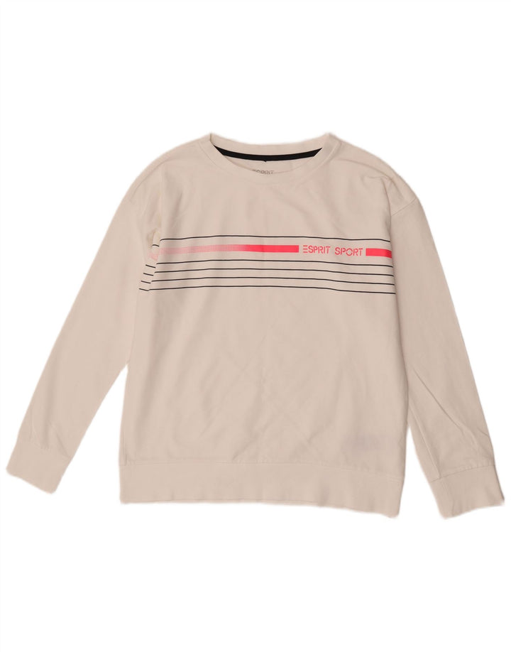 Esprit Damen-Sweatshirt-Pullover, UK 16, groß, weiß gestreift, Baumwolle