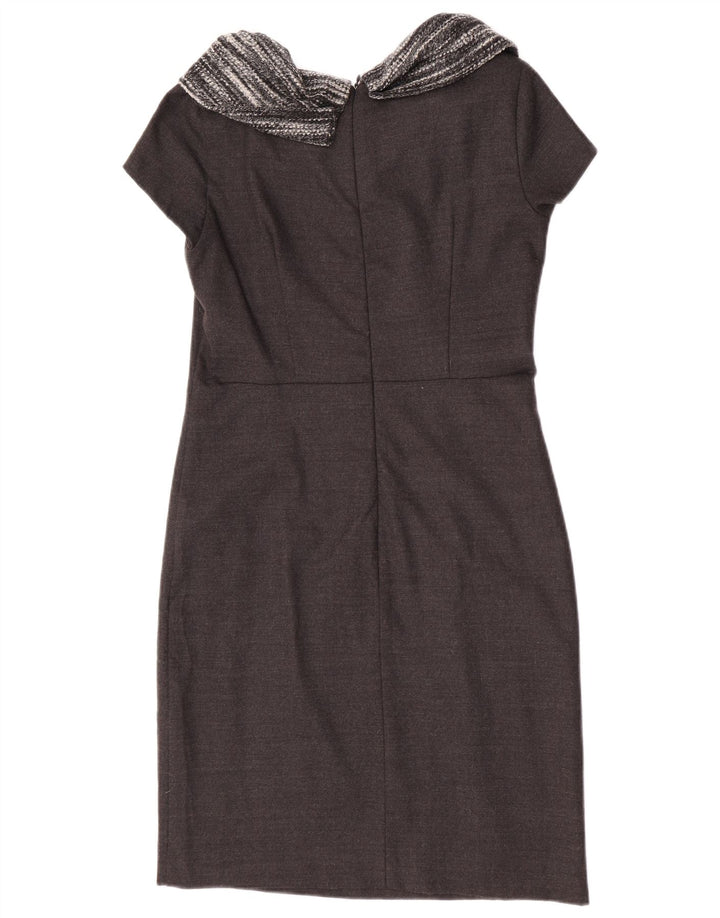 Max & Co. Damen Etuikleid UK 12 Mittelgraue Wolle
