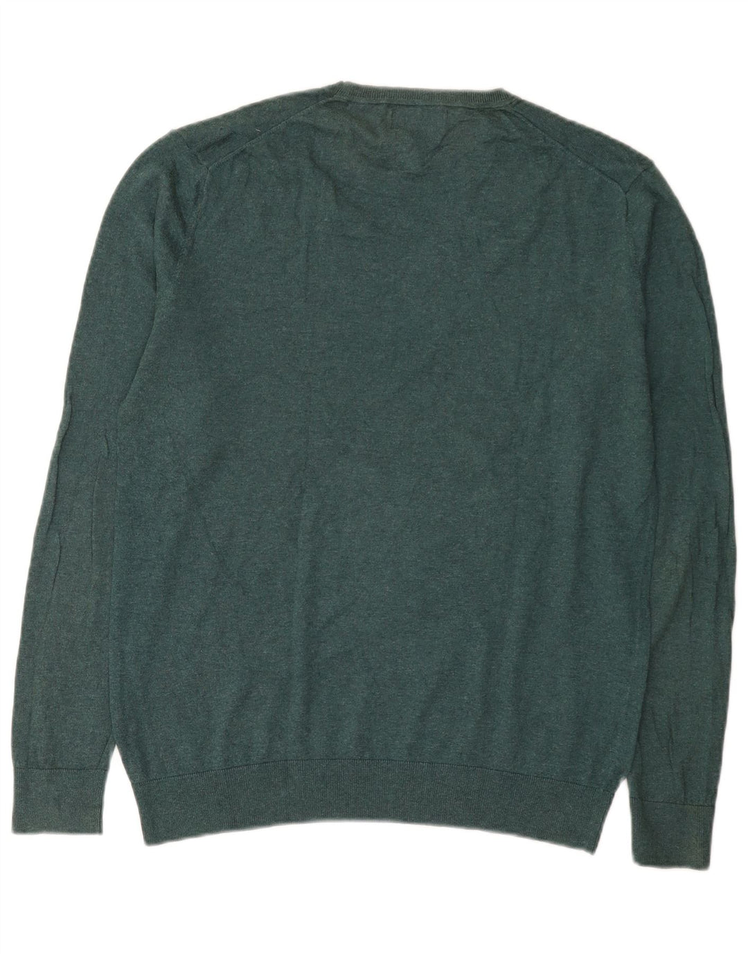 Zara Herren-Pullover mit Rundhalsausschnitt, XL, grüne Seide