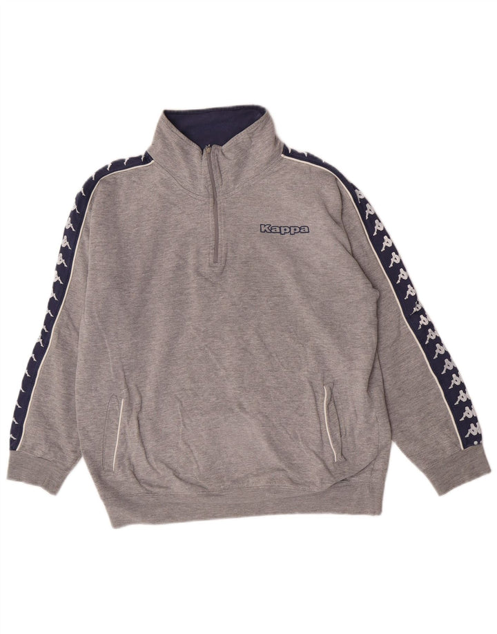 Kappa Damen Grafik-Sweatshirt-Pullover UK 14 Mittelgrauer Farbblock
