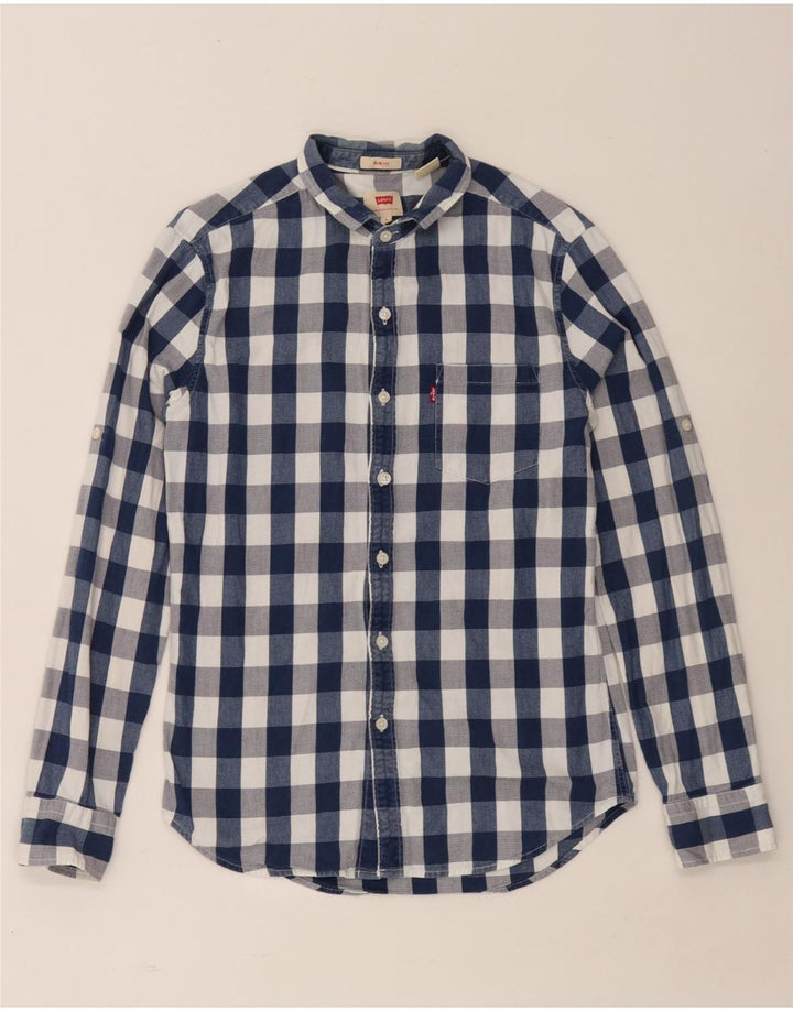 Levi's Herren-Slim-Fit-Hemd, klein, marineblau, Gingham-Baumwolle