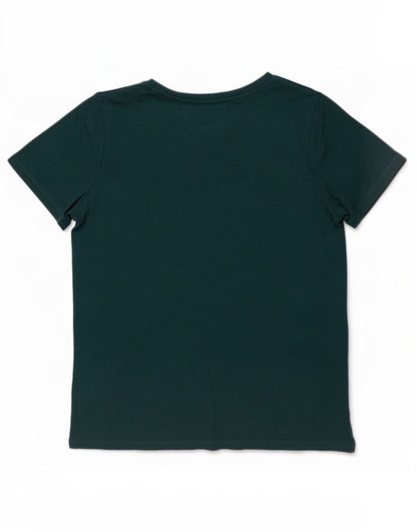 Superdry Damen T-Shirt-Oberteil UK 14 Large Grün gefleckte Baumwolle