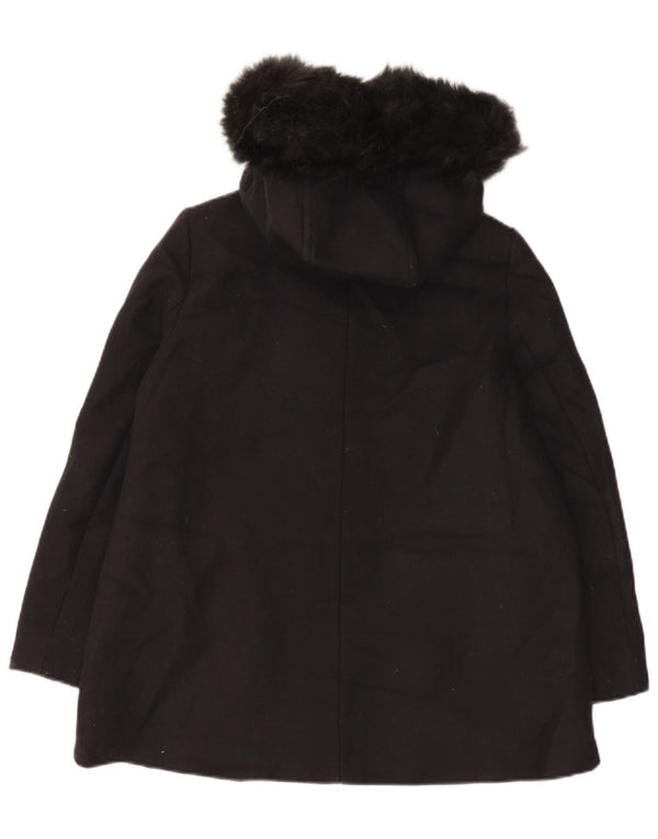 Zara Damen-Übergroßer Mantel mit Kapuze, UK 10, kleine schwarze Wolle