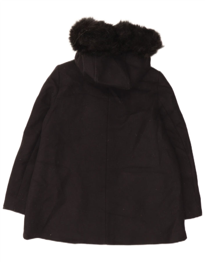 Zara Damen-Übergroßer Mantel mit Kapuze, UK 10, kleine schwarze Wolle