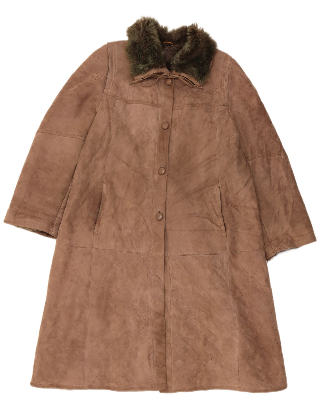 VINTAGE Damen Lammfellmantel UK 14 Large Beige