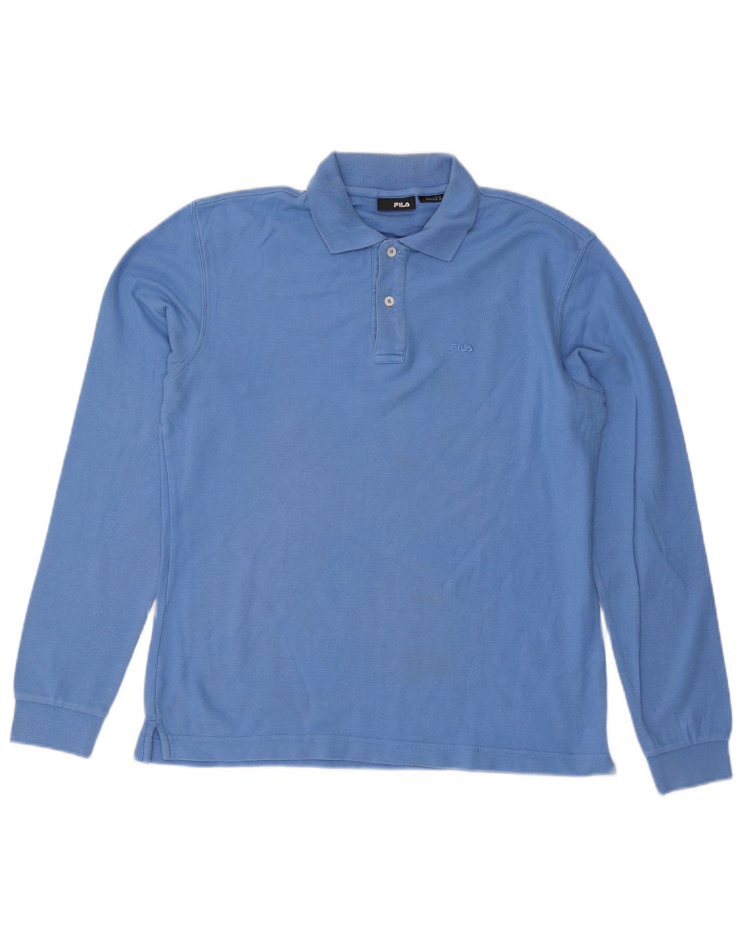 Fila Herren-Langarm-Poloshirt aus mittelblauer Baumwolle