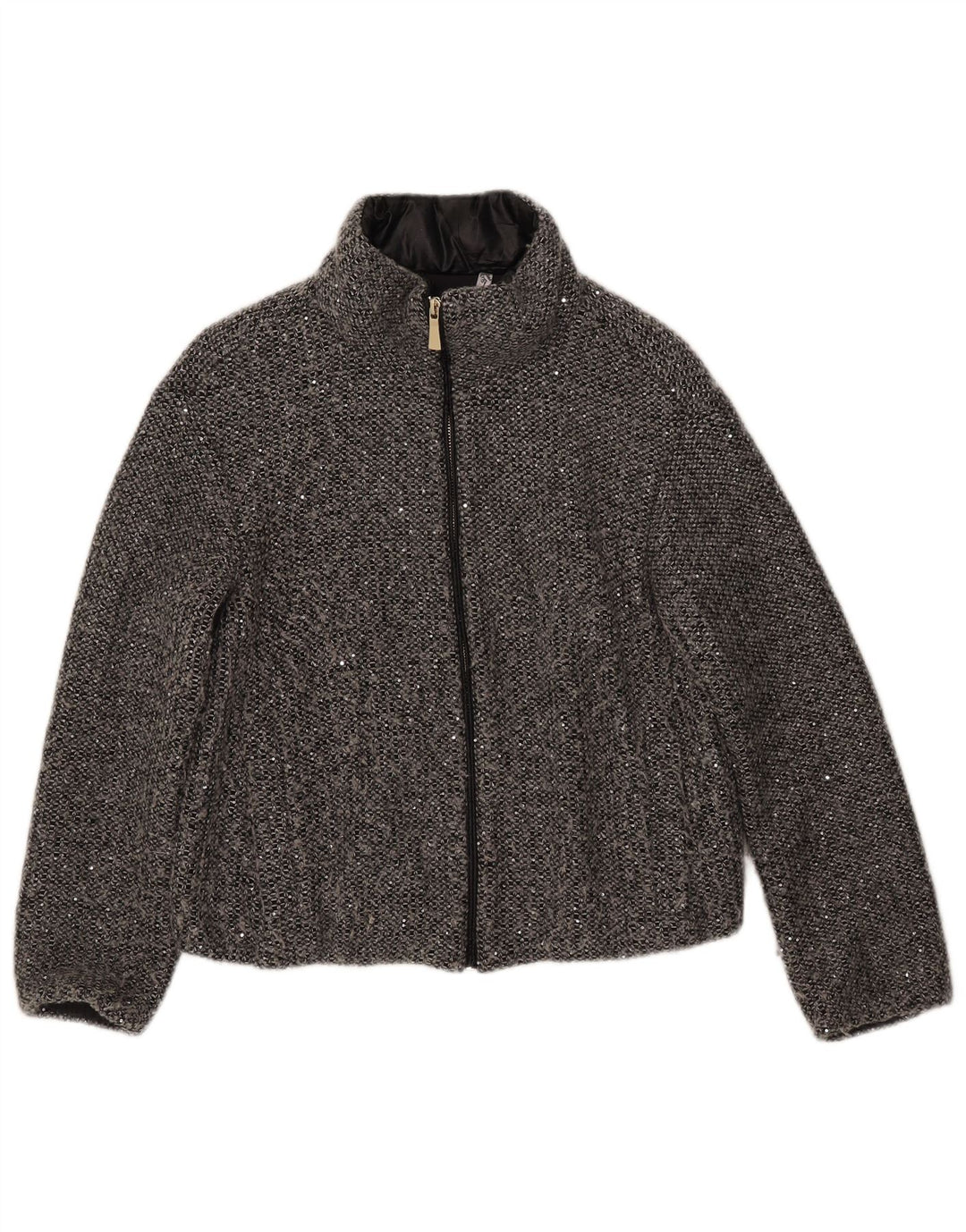Marella Damen Bomberjacke UK 8 Small Grau meliertes Polyester