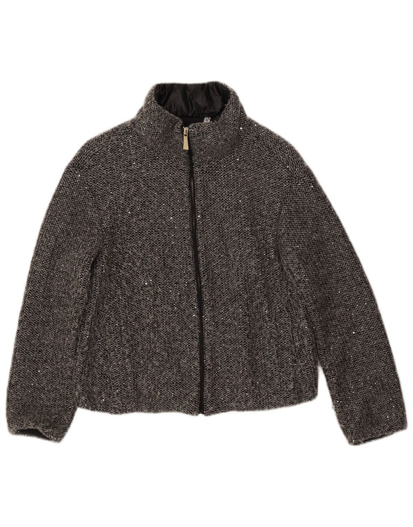 Marella Damen Bomberjacke UK 8 Small Grau meliertes Polyester