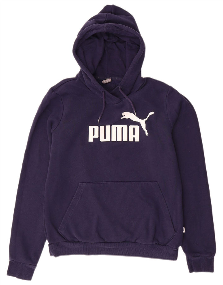 PUMA Damen Graphic Hoodie Pullover UK 12 Medium Marineblau Polyester