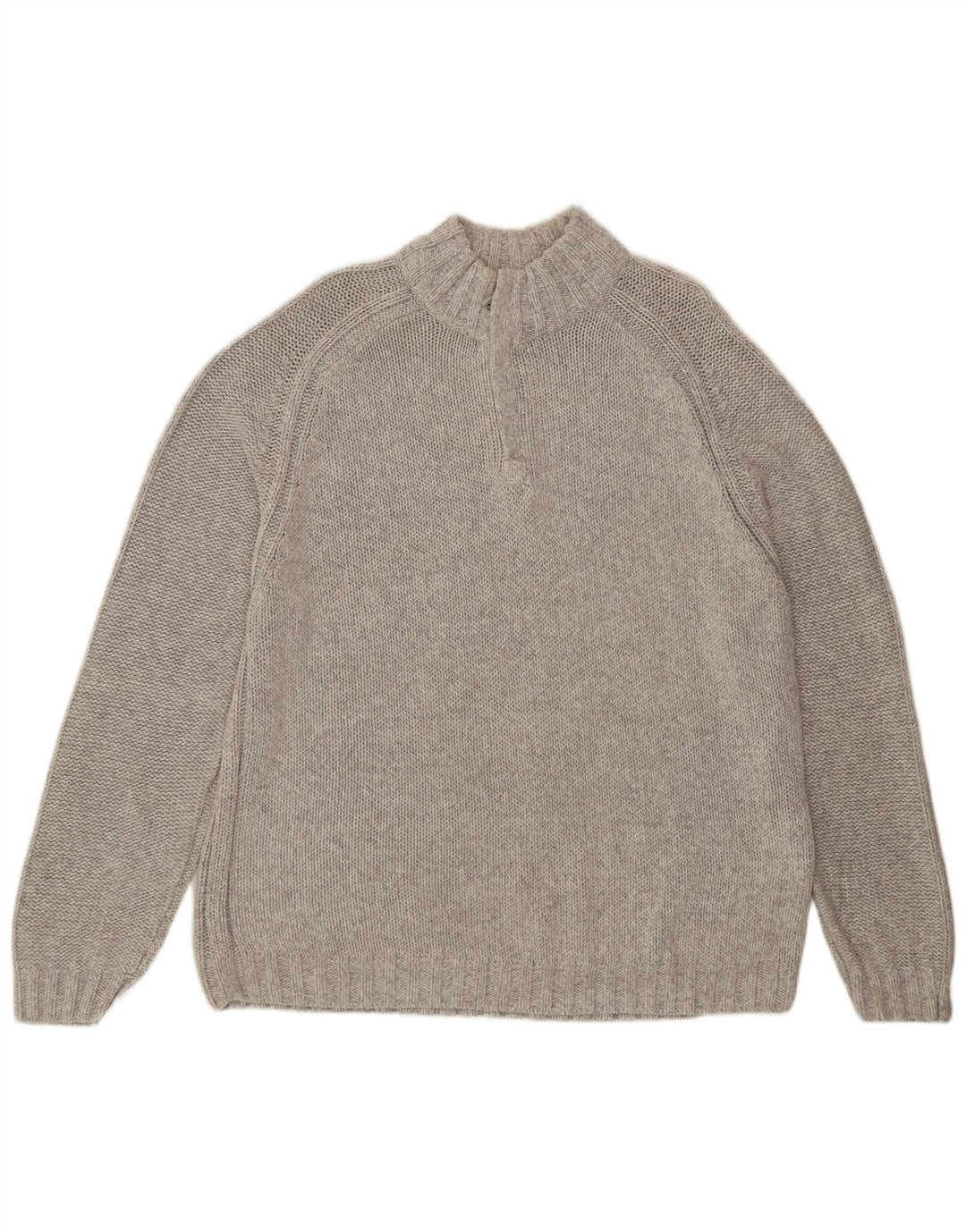 Marks & Spencer Herren-Pullover mit Reißverschluss am Hals, groß, aus grauer Baumwolle