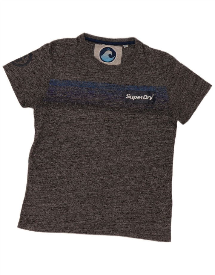 Superdry Herren Grafik-T-Shirt-Oberteil XL aus grau melierter Baumwolle