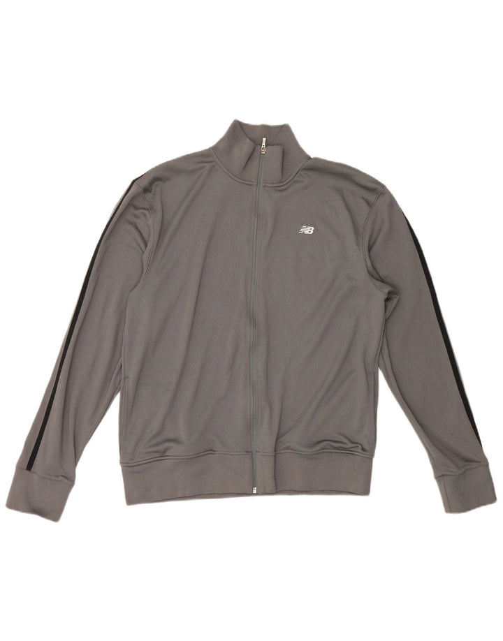 New Balance Herren-Trainingsanzug-Top-Jacke, großes graues Polyester