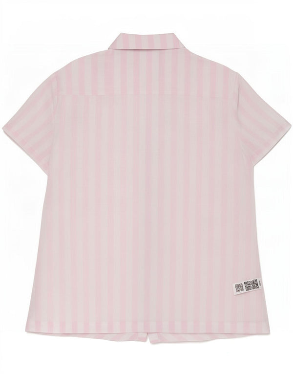 Marks & Spencer Damen Kurzarmhemd UK 12 Mittelweiß gestreift