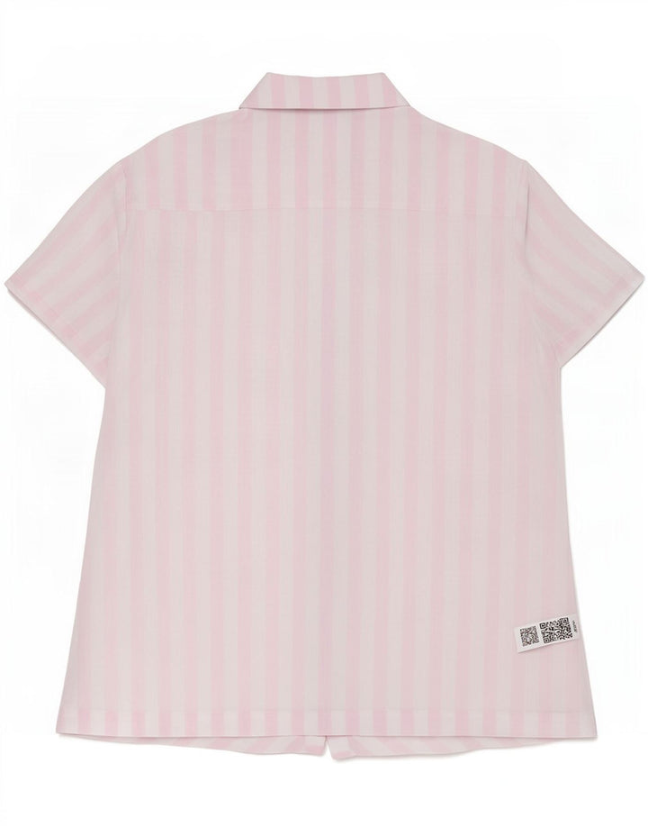Marks & Spencer Damen Kurzarmhemd UK 12 Mittelweiß gestreift