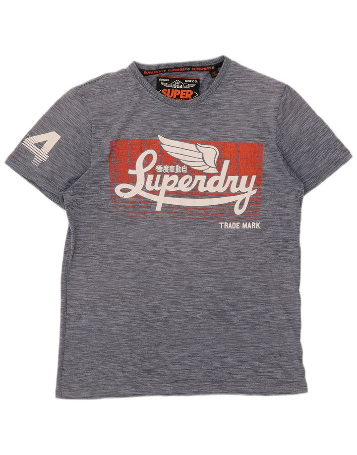 Superdry Herren Grafik-T-Shirt-Oberteil, großes grau meliertes Polyester