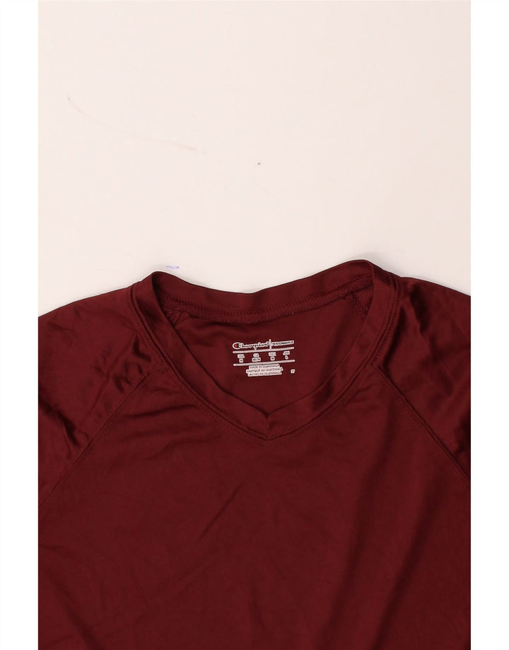 CHAMPION Womens T-Shirt Top UK 14 Medium Maroon Polyester Vintage Champion and Second-Hand Champion from Messina Hembry 