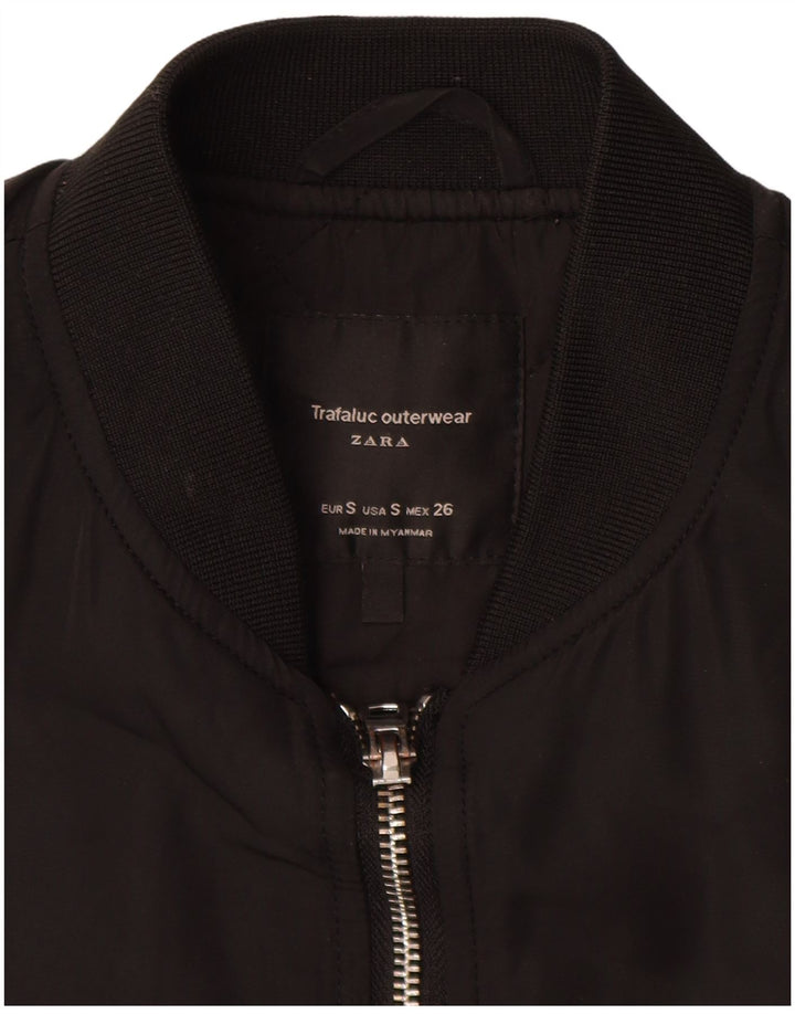 ZARA Damen Bomberjacke UK 10 Small Schwarz