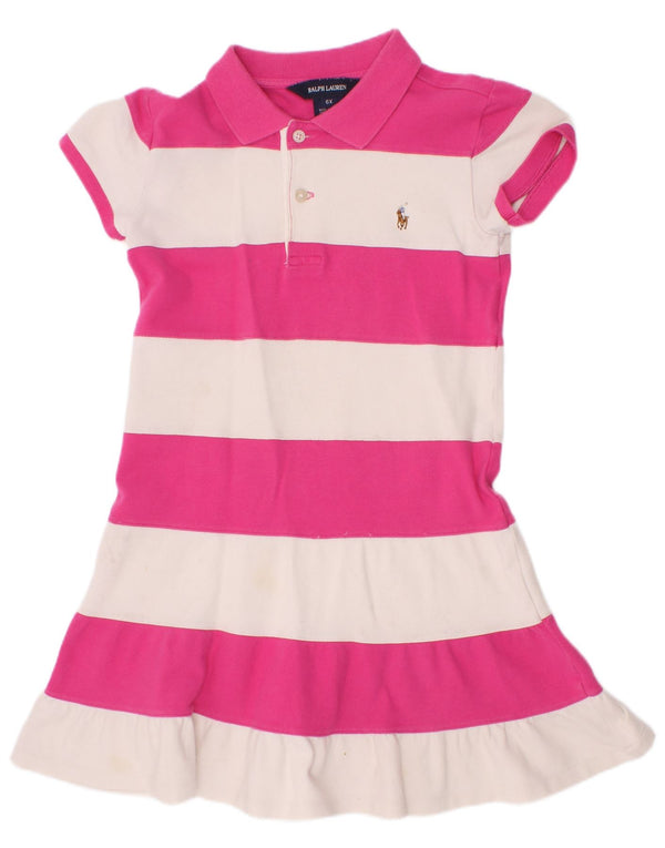 Ralph Lauren Polokleid für Mädchen, 5–6 Jahre, rosa gestreift, Baumwolle