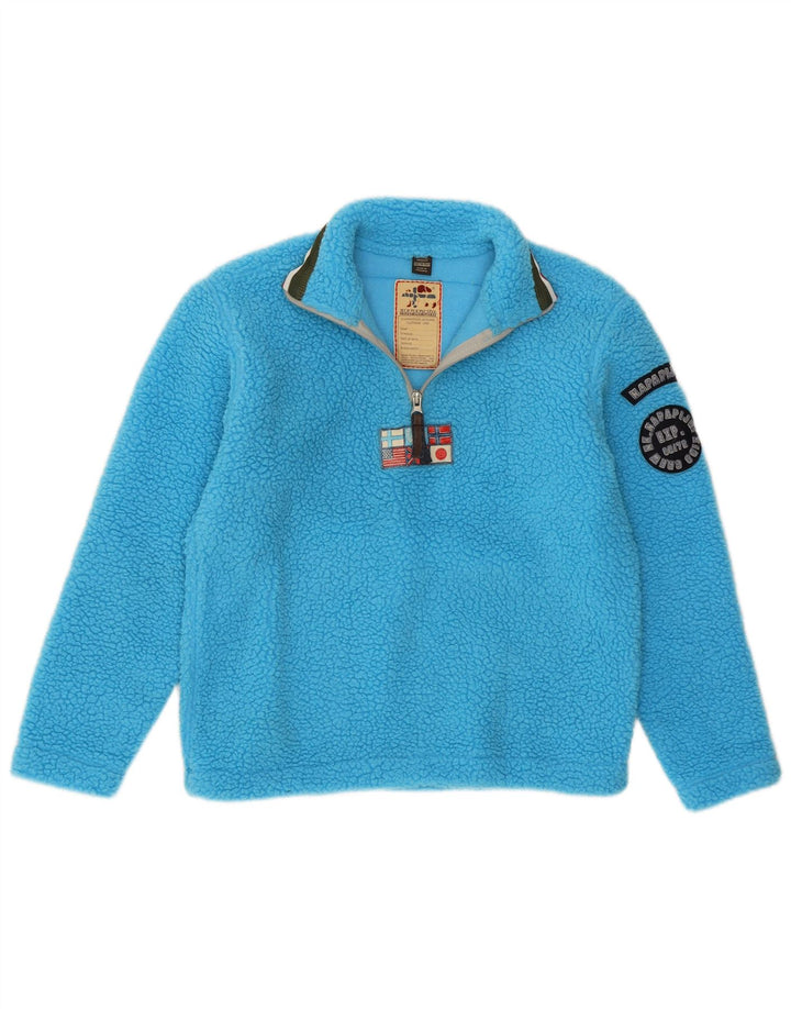 Napapijri Jungen-Fleecepullover mit grafischem Reißverschluss und Kragen, 11–12 Jahre, blaues Polyester