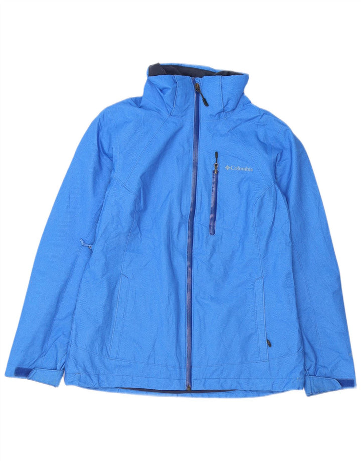 COLUMBIA Womens Interchange Windbreaker Jacket UK 14 Medium Blue Polyester