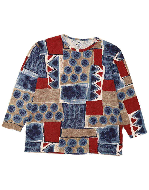 Vintage Damen Top Langarm EU 44/46 XL Mehrfarbig Patchwork